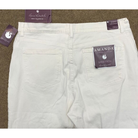 Gloria Vanderbilt Jeans Womens 16 Amanda Tapered Fit Stretch White Denim - Picture 2 of 11